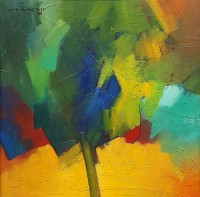 Saeed Kureshi, Bloom, 24 x 24 Inch, Oil on Canvas, Abstract Painting, AC-SAKUR-008
